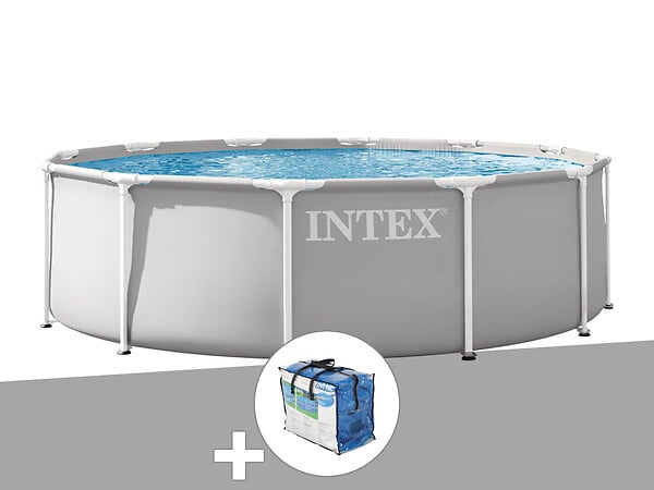 INTEX - Kit piscine tubulaire Intex Prism Frame ronde 3,66 x 0,76 m + Bâche à bulles - large