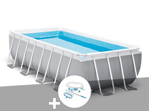 INTEX - Kit piscine tubulaire Intex Prism Frame rectangulaire 4,88 x 2,44 x 1,07 m + Kit d'entretien - large