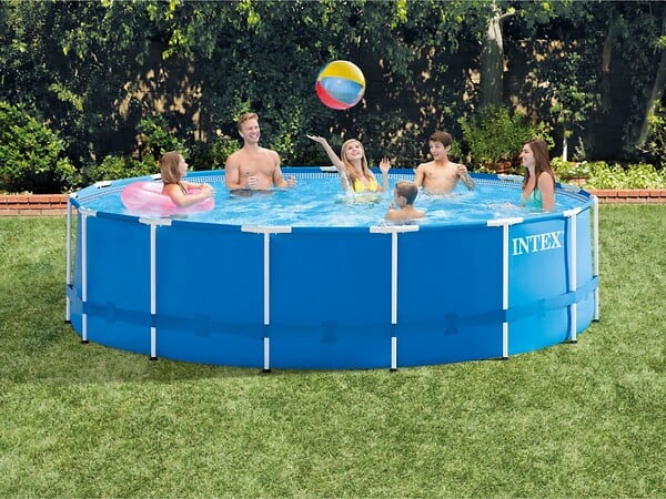 INTEX - Kit piscine tubulaire Intex Metal Frame ronde 4,57 x 1,22 m + 6 cartouches de filtration - large