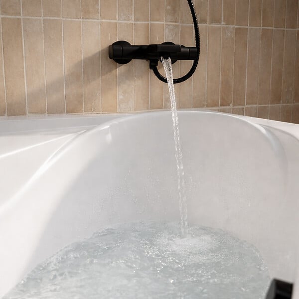 ALLIBERT - Pack Baignoire d'angle 140x140x54 cm avec Tablier recoupable - Blanc Brillant - MARINA - large