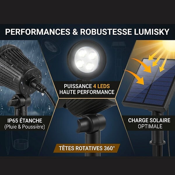 LUMISKY - 2 Spots solaires projecteurs SPIKY AWAY 200LM - large