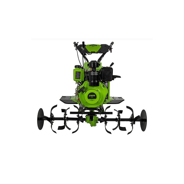 VITO - Motobineuse Diesel Moteur 4T 7 CV 246 cm3 Motoculteur avec fraises et butteur Démarrage électrique VITO - large