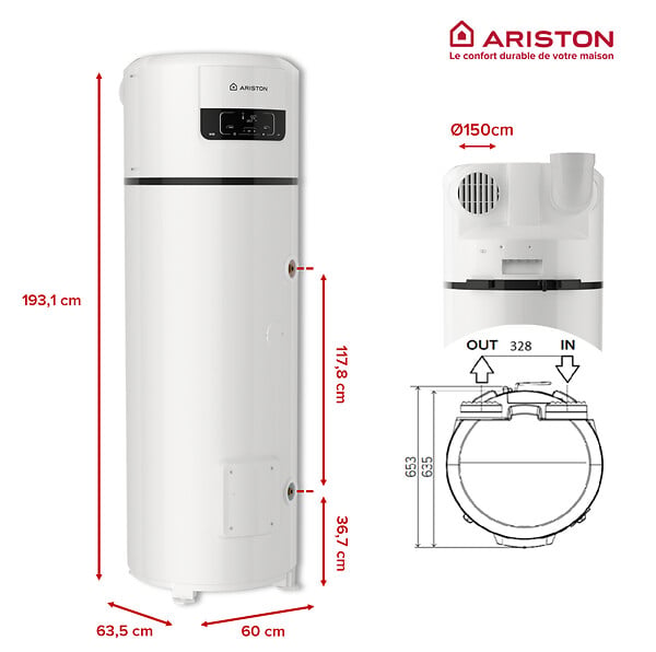 ARISTON - Ariston NUOS S2 PLUS WIFI 250L – Chauffe-eau Thermodynamique Gainable A+, R290, Cuve Titane, Made in France - large