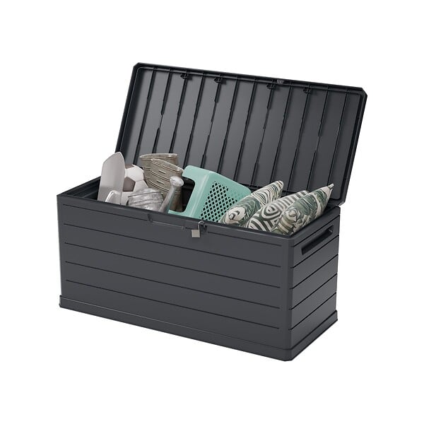ARTPLAST - Coffre de rangement extérieur 350L - Coffre de Jardin Gris 118.5x52x57cm - Poignées de transport - Résistant à l'eau ArtPlast - large