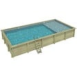 ALTANKA - Piscine hors sol en bois AQUA 10.2 x 5.2 - H.1.45 m avec plage, gris clair, fixations à sceller - BAS7310OSPI2+PLA310 - vignette