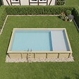 ALTANKA - Piscine hors sol en bois AQUA 10.2 x 5.2 - H.1.45 m avec plage, gris clair, fixations à sceller - BAS7310OSPI2+PLA310 - vignette