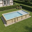 ALTANKA - Piscine hors sol en bois AQUA 10.2 x 5.2 - H.1.45 m avec plage, gris clair, fixations à visser - BAS7310OSPL2+PLA310 - vignette