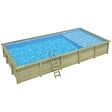 ALTANKA - Piscine hors sol en bois AQUA 10.2 x 5.2 - H.1.45 m avec plage, bleu pâle, fixations à sceller - BAS7310OSPI+PLA310 - vignette