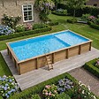 ALTANKA - Piscine hors sol en bois AQUA 10.2 x 5.2 - H.1.45 m avec plage, bleu pâle, fixations à sceller - BAS7310OSPI+PLA310 - vignette