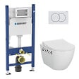 GEBERIT - Pack WC Bati-support Geberit Duofix + WC sans bride Vitra S60 + Abattant SoftClose + Plaque Blanche (S60Geb3) - vignette
