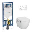 GEBERIT - Pack bâti-support Geberit extra-plat UP720 + WC sans bride Vitra S60 + Abattant SoftClose + Plaque blanche (SLIM-S60-C) - vignette