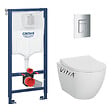 GROHE - Pack WC Bâti-support Rapid SL + WC sans bride Vitra S60 + Abattant SoftClose + Plaque chrome (RapidSL-S60-1) - vignette