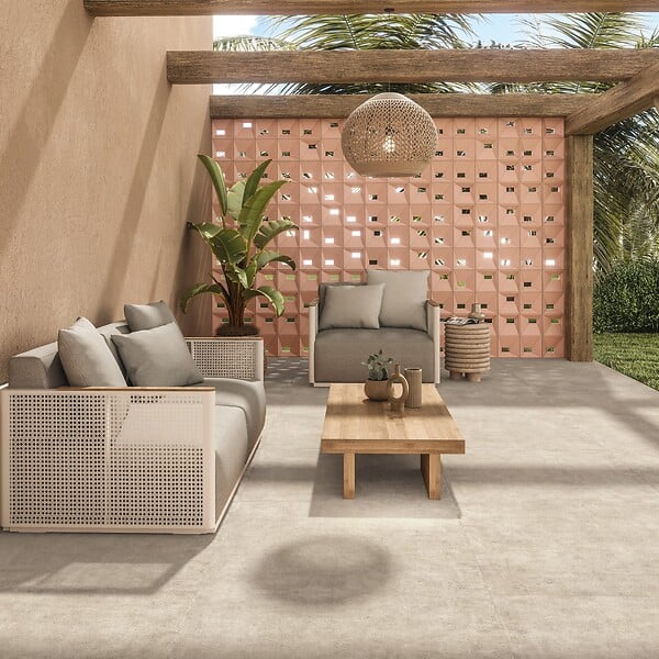 RO'MA NATURE - Carrelage effet Béton Beige Sable 90x90x0,9 cm Valmior - Sol extérieur (vendu par carton de 1,62 m²) - large