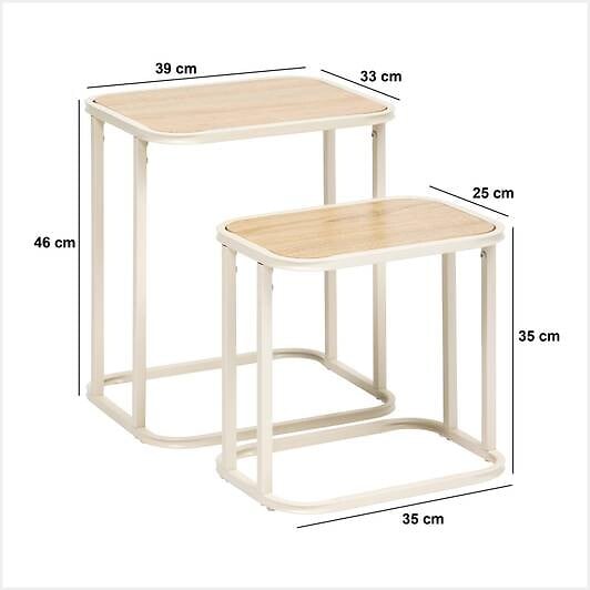 5 FIVE SIMPLY SMART - Lot de 2 tables gigognes Curvy bois clair - large