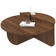 ID MARKET - Lot de 2 tables basses rondes GUILIA 90 cm asymétriques effet noyer - vignette