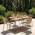 OVIALA - Ensemble table de jardin et 4 fauteuils en métal taupe - Palavas - vignette