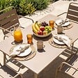 OVIALA - Ensemble table de jardin et 4 fauteuils en métal taupe - Palavas - vignette