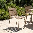 OVIALA - Ensemble table de jardin et 4 fauteuils en métal taupe - Palavas - vignette