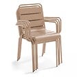 OVIALA - Ensemble table de jardin et 4 fauteuils en métal taupe - Palavas - vignette