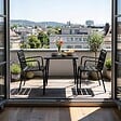 OVIALA - Ensemble table de jardin carrée et 2 fauteuils acier 70 cm noir - Palavas - vignette