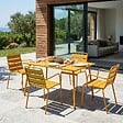 OVIALA - Ensemble table de jardin et 4 fauteuils en métal jaune - Palavas - vignette