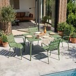 OVIALA - Ensemble table de jardin et 4 fauteuils en métal vert cactus - Palavas - vignette