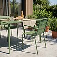 OVIALA - Ensemble table de jardin et 4 fauteuils en métal vert cactus - Palavas - vignette