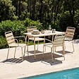 OVIALA - Ensemble table de jardin et 4 fauteuils en métal ivoire - Palavas - vignette