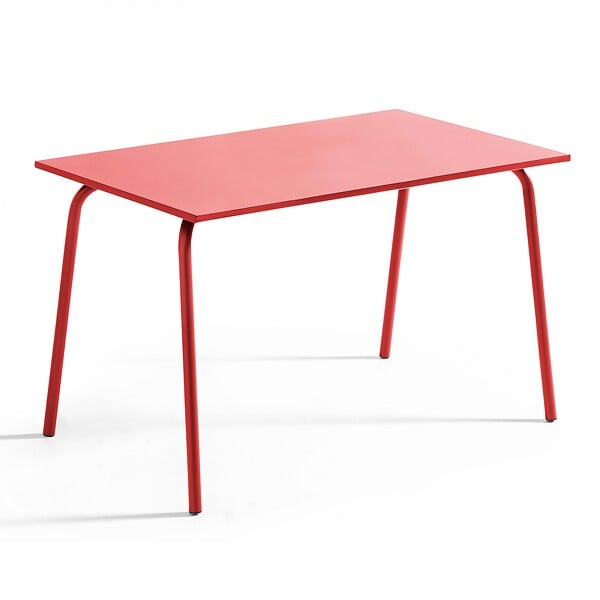 OVIALA - Ensemble table de jardin et 4 fauteuils en métal rouge - Palavas - large