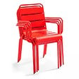 OVIALA - Ensemble table de jardin et 4 fauteuils en métal rouge - Palavas - vignette
