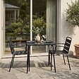 OVIALA - Ensemble table de jardin carrée et 2 fauteuils acier gris - Palavas - vignette