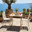 OVIALA - Ensemble table de jardin carrée et 2 fauteuils acier ivoire - Palavas - vignette