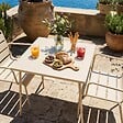 OVIALA - Ensemble table de jardin carrée et 2 fauteuils acier ivoire - Palavas - vignette