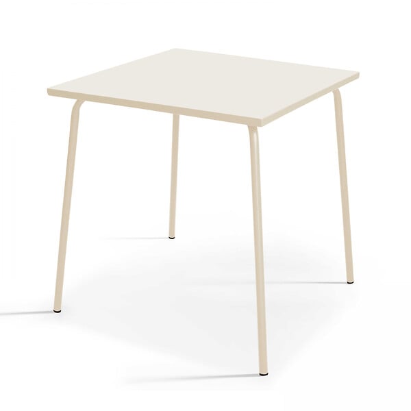 OVIALA - Ensemble table de jardin carrée et 2 fauteuils acier ivoire - Palavas - large