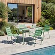 OVIALA - Ensemble table de jardin et 4 fauteuils en métal vert sauge - Palavas - vignette