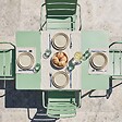 OVIALA - Ensemble table de jardin et 4 fauteuils en métal vert sauge - Palavas - vignette