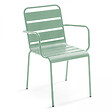 OVIALA - Ensemble table de jardin et 4 fauteuils en métal vert sauge - Palavas - vignette