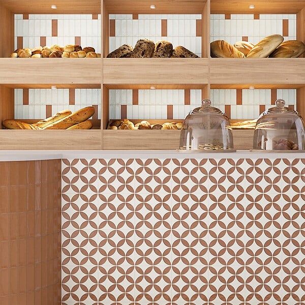 RO'MA NATURE - Carrelage effet Carreau ciment Axerio Terracotta 22,3x22,3x0,9 cm Savero - Sol et mur intérieur (vendu par carton de 0,65 m²) - large