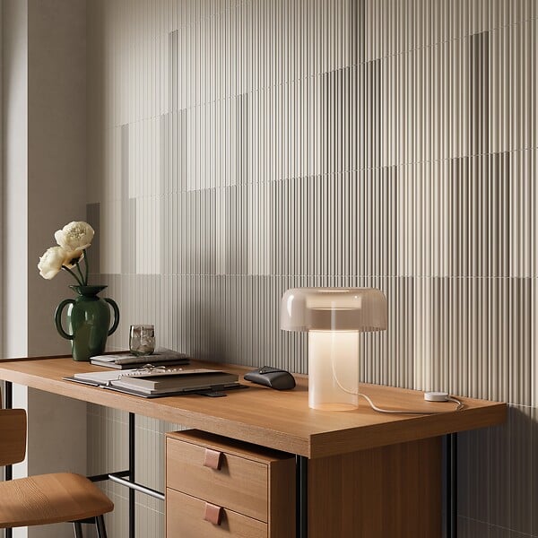 RO'MA NATURE - Carrelage 3D Greige 25x5x1,2 cm Iseron - Mur intérieur (vendu par carton de 0,38 m²) - large