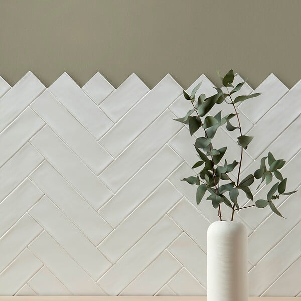 RO'MA NATURE - Carrelage effet Zellige Blanc 30x7,5x0,82 cm Mat Novaril - Mur intérieur (vendu par carton de 0,5 m²) - large