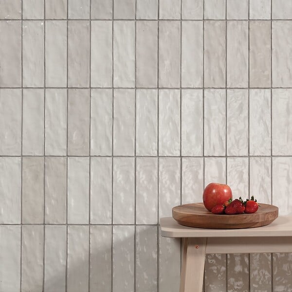 RO'MA NATURE - Carrelage effet Zellige Blanc 20x6,5x0,85 cm Brillant Orisel - Mur intérieur (vendu par carton de 0,5 m²) - large