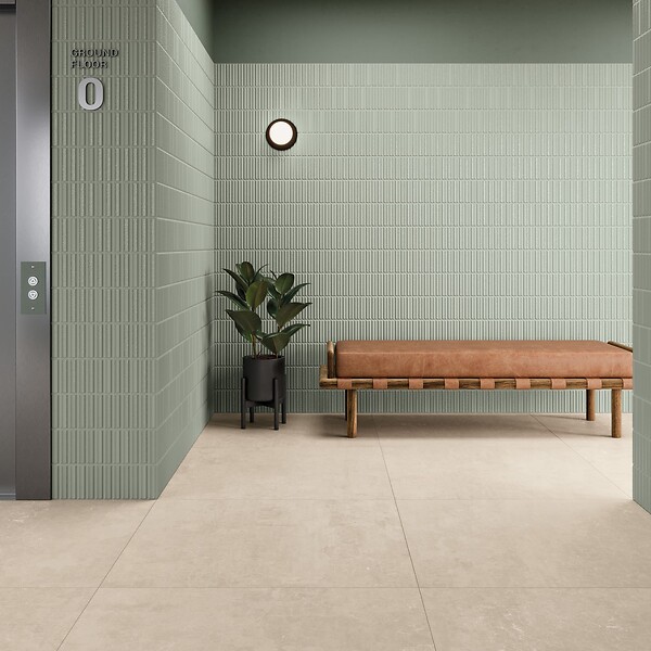 RO'MA NATURE - Carrelage 3D Vert 40x20x1,4 cm Movira - Mur intérieur (vendu par carton de 0,72 m²) - large