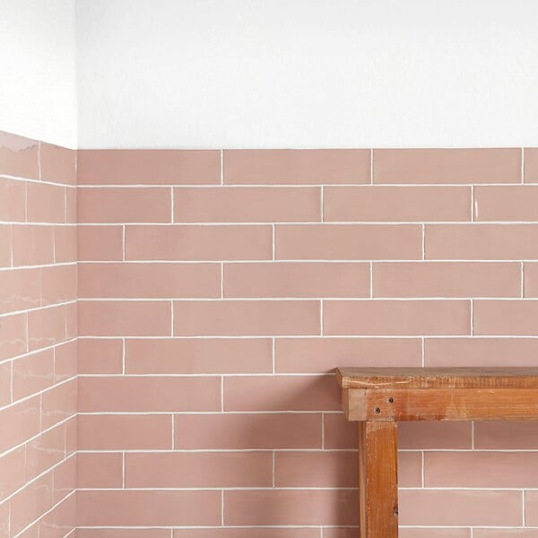 RO'MA NATURE - Carrelage effet Zellige Rose 30x7,5x0,82 cm Brillant Novaril - Mur intérieur (vendu par carton de 0,5 m²) - large