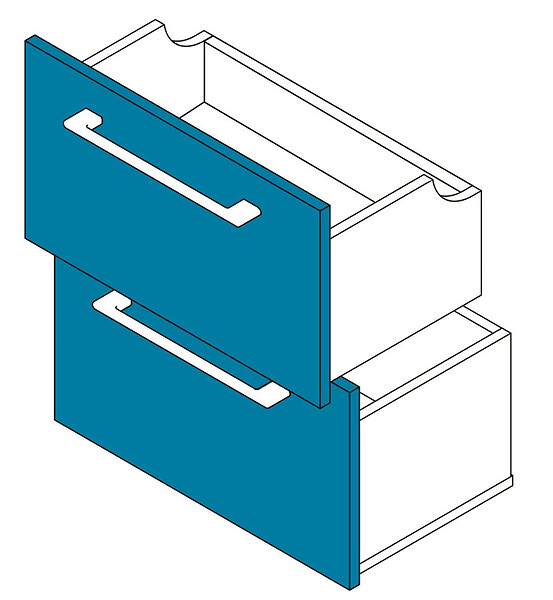 VIF - Set de 2 tiroirs en MDF - Bleu - L.60xP.45cm - large