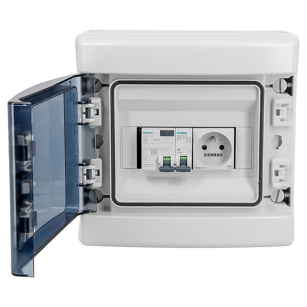 BATILEC - SIEMENS Tableau pré-équipé : ID 40A AC, disjoncteur 16A, prise modulaire 2P+T 16A. - large