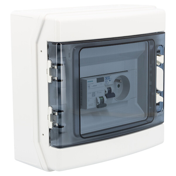 BATILEC - BATILEC Tableau pré-équipé : ID 40A AC, disjoncteur 16A, prise modulaire 2P+T 16A. - large