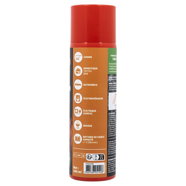 EVACUATE - Spray Extincteur 500 ml – Multi classes A B D E F – Idéal Maison, Bureau, Voiture - Protection incendie-EVACUATE - large