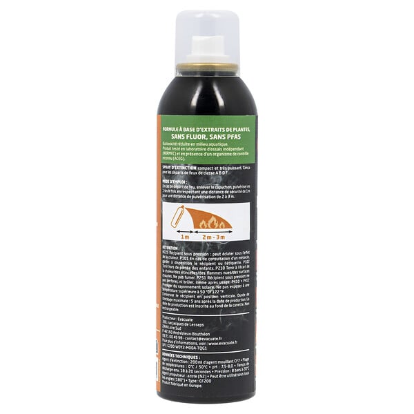 EVACUATE - Spray Extincteur 200 ml – Multi classes A B D E F – Idéal Maison, Bureau, Voiture - Protection incendie-EVACUATE - large