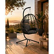 CONCEPT USINE - Fauteuil suspendu en résine effet rotin noir LIMA $ - vignette