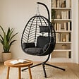 CONCEPT USINE - Fauteuil suspendu en résine effet rotin noir LIMA $ - vignette